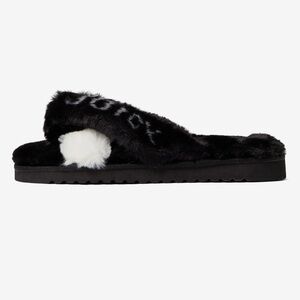NIB Juicy Couture Highnyss Black Faux Fur Slippers